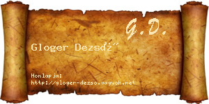 Gloger Dezső névjegykártya